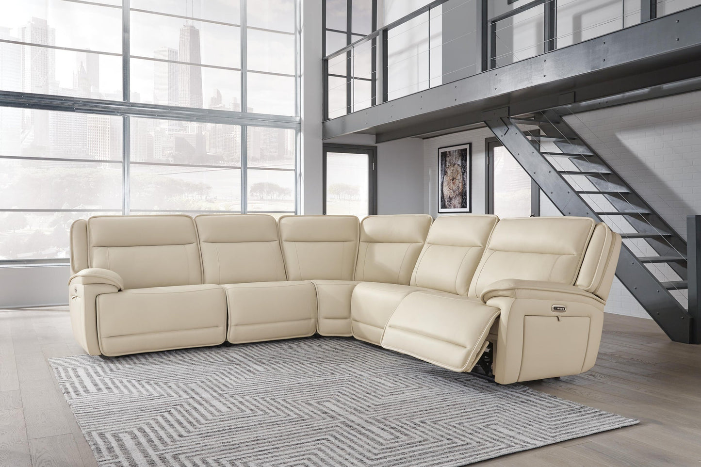 Seccional reclinable eléctrico de 5 piezas Double Deal