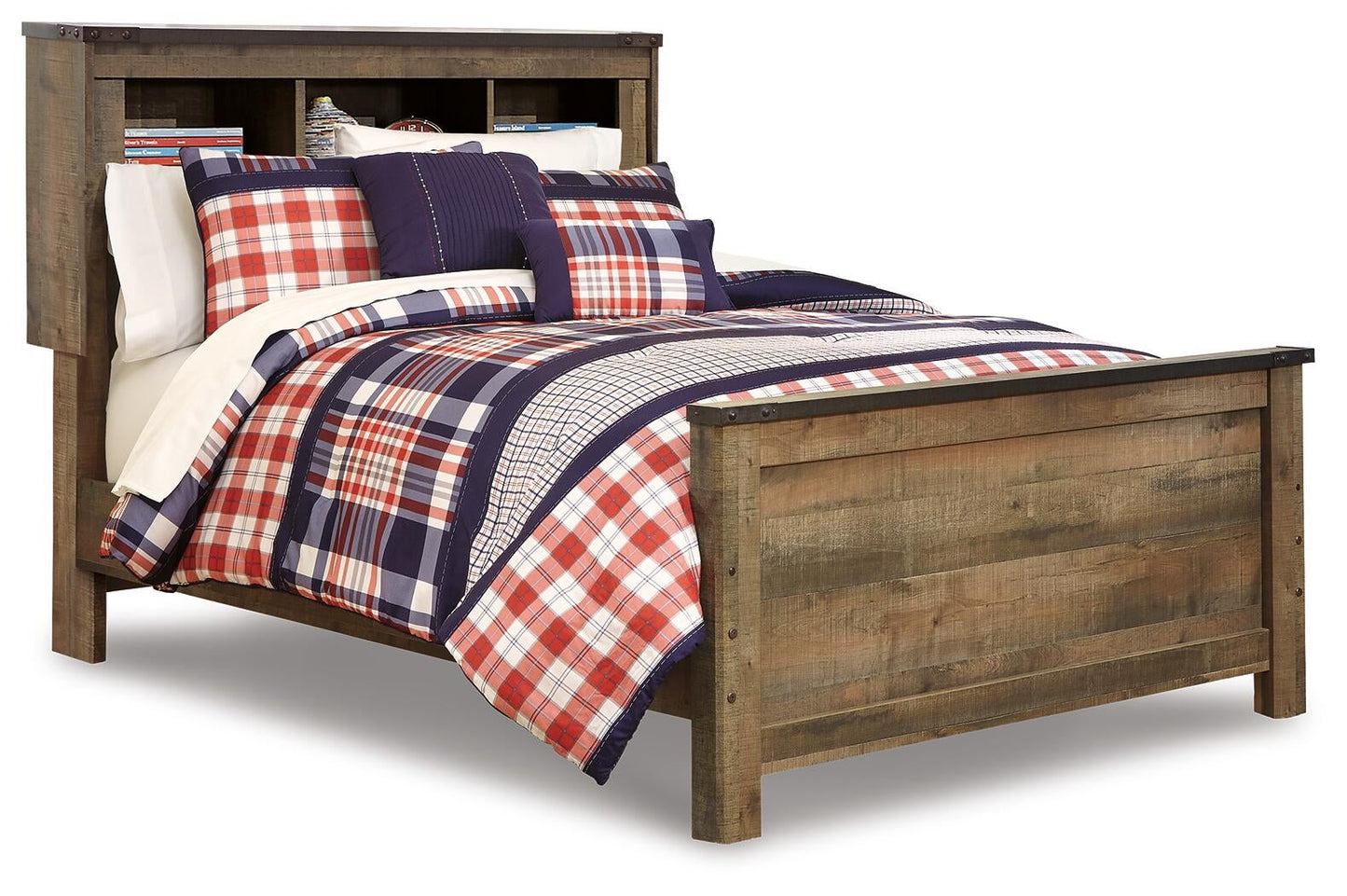 Cama con paneles y librería Trinell