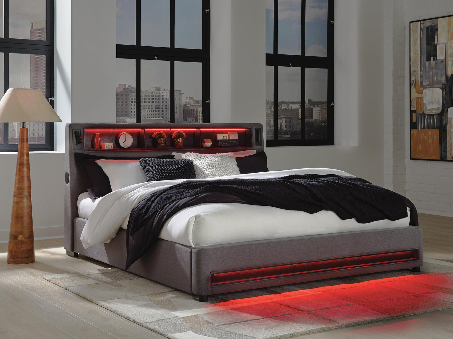 Verishaw California  Upholstered Bed With Wireless Audio