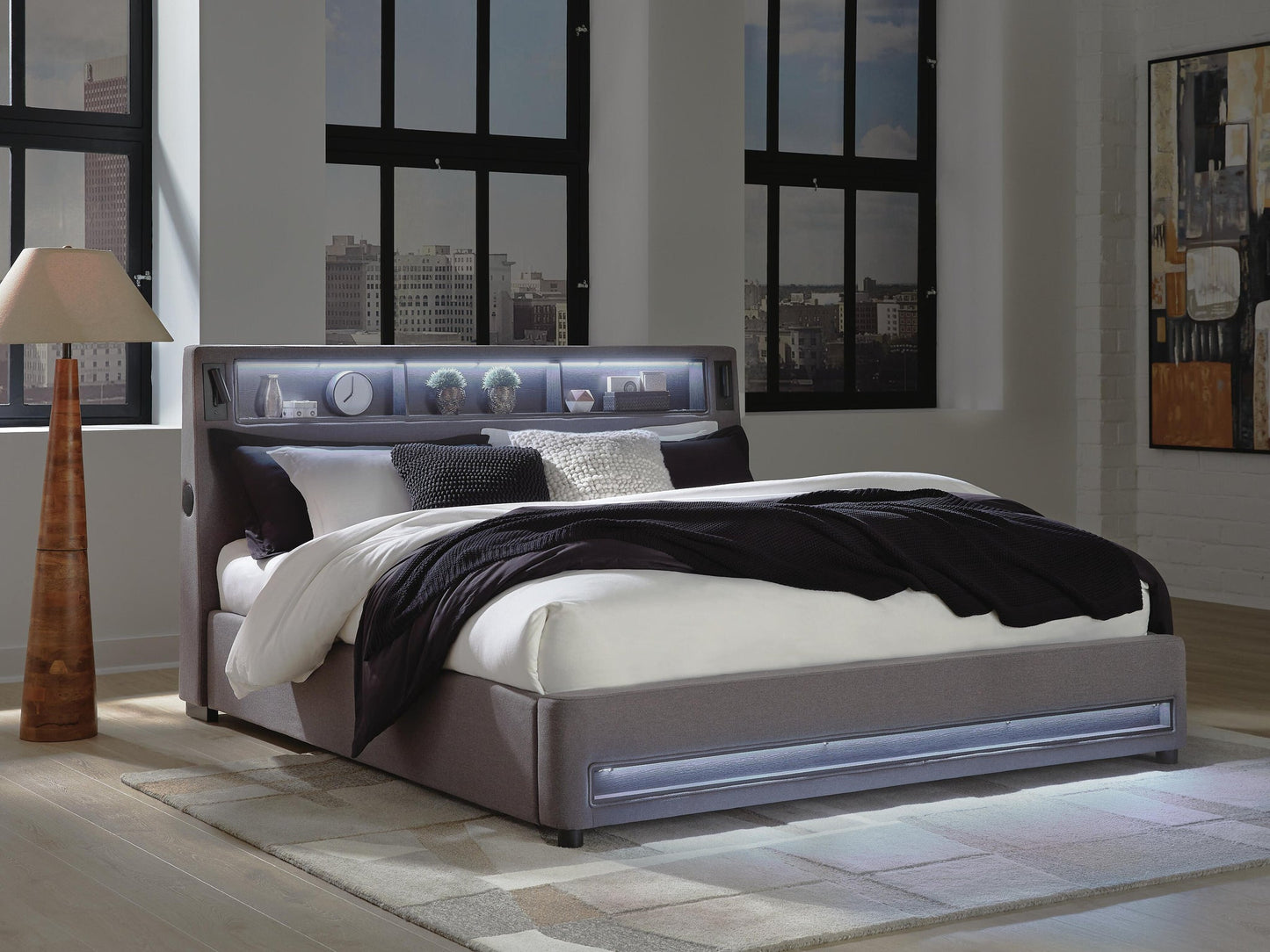 Verishaw California  Upholstered Bed With Wireless Audio