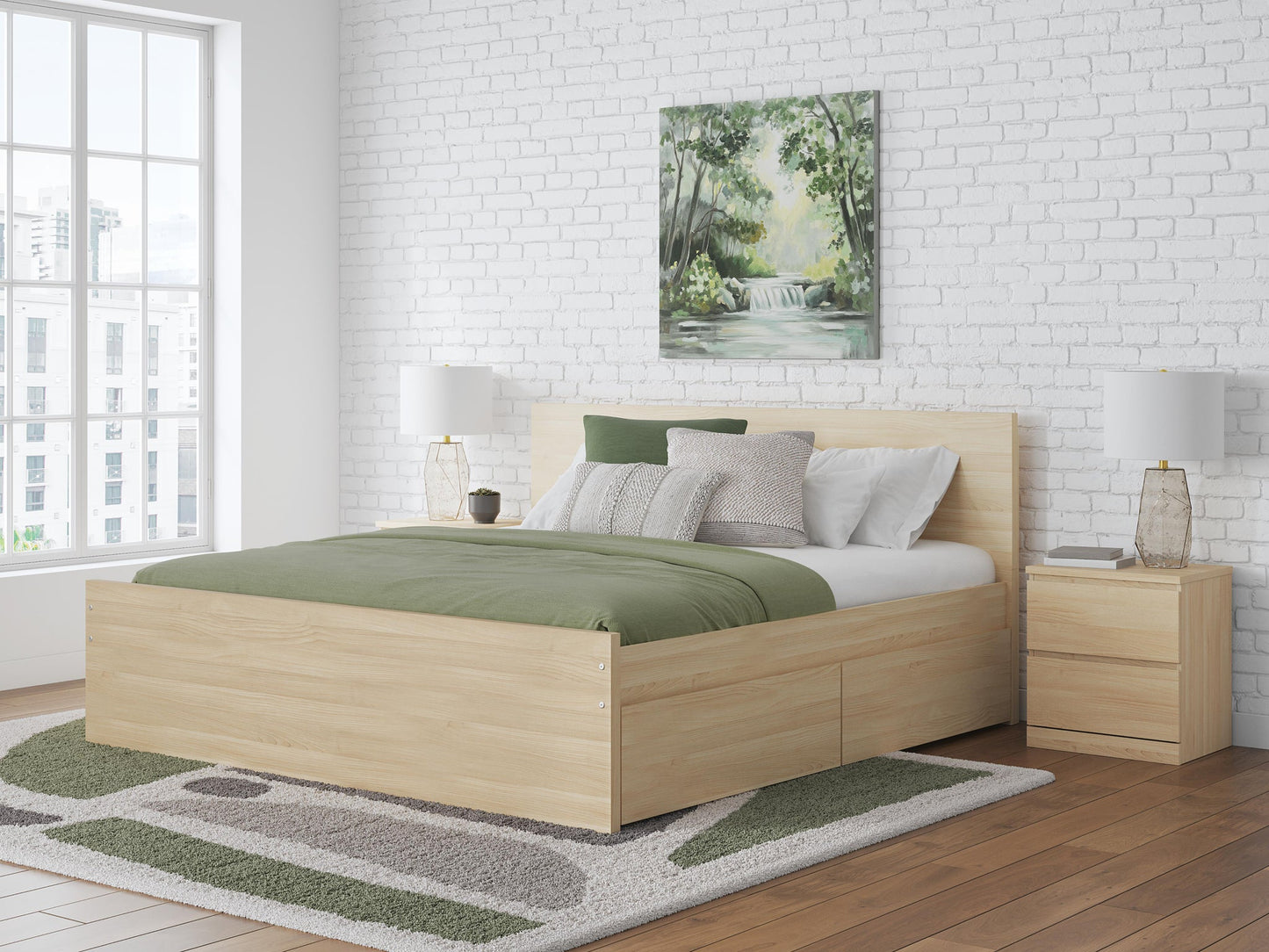 Onita  Panel Platform Bed With 2 Side Storage