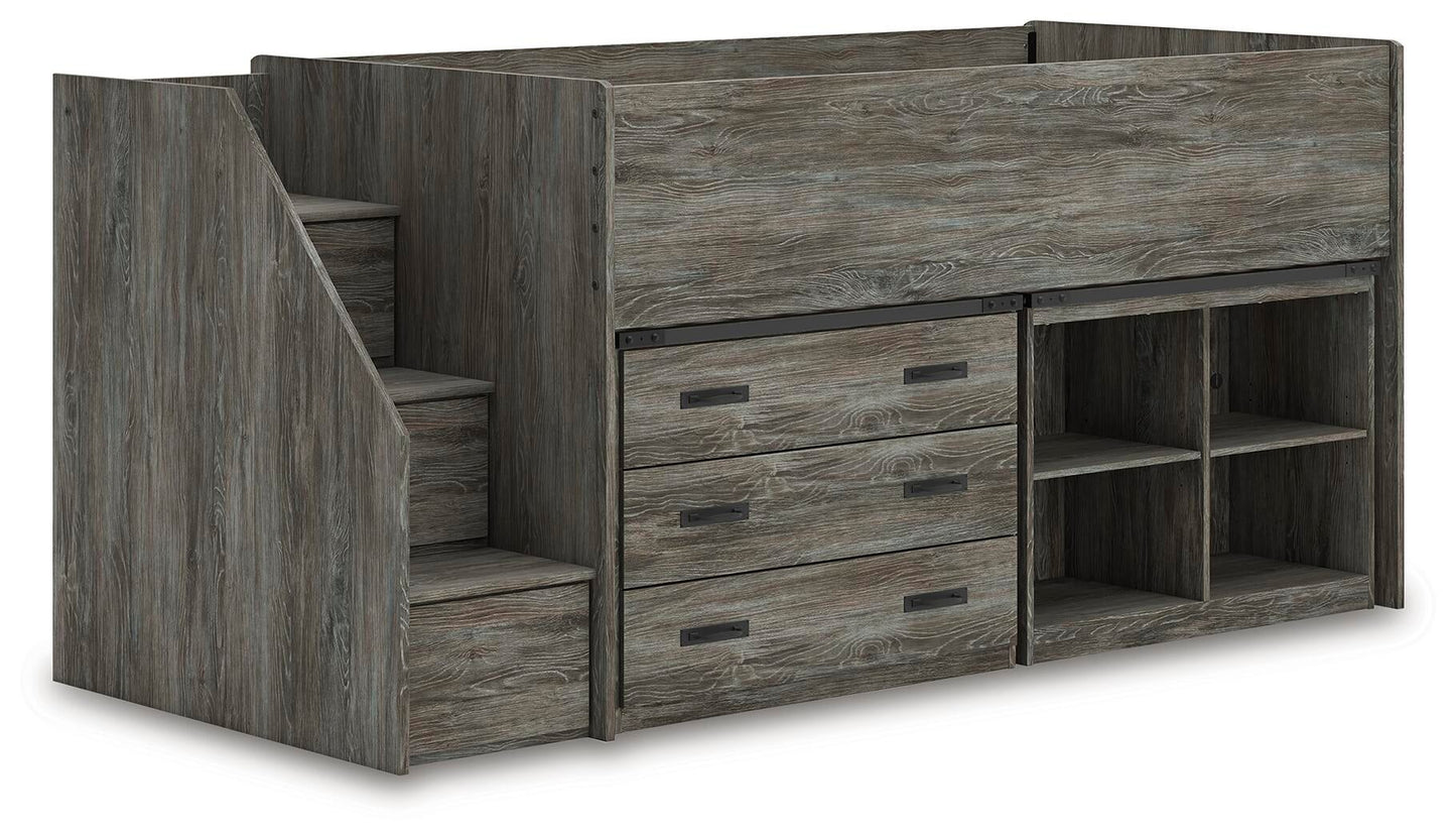 Frandern  Loft  Bed With Bookcase And Drawer Storage