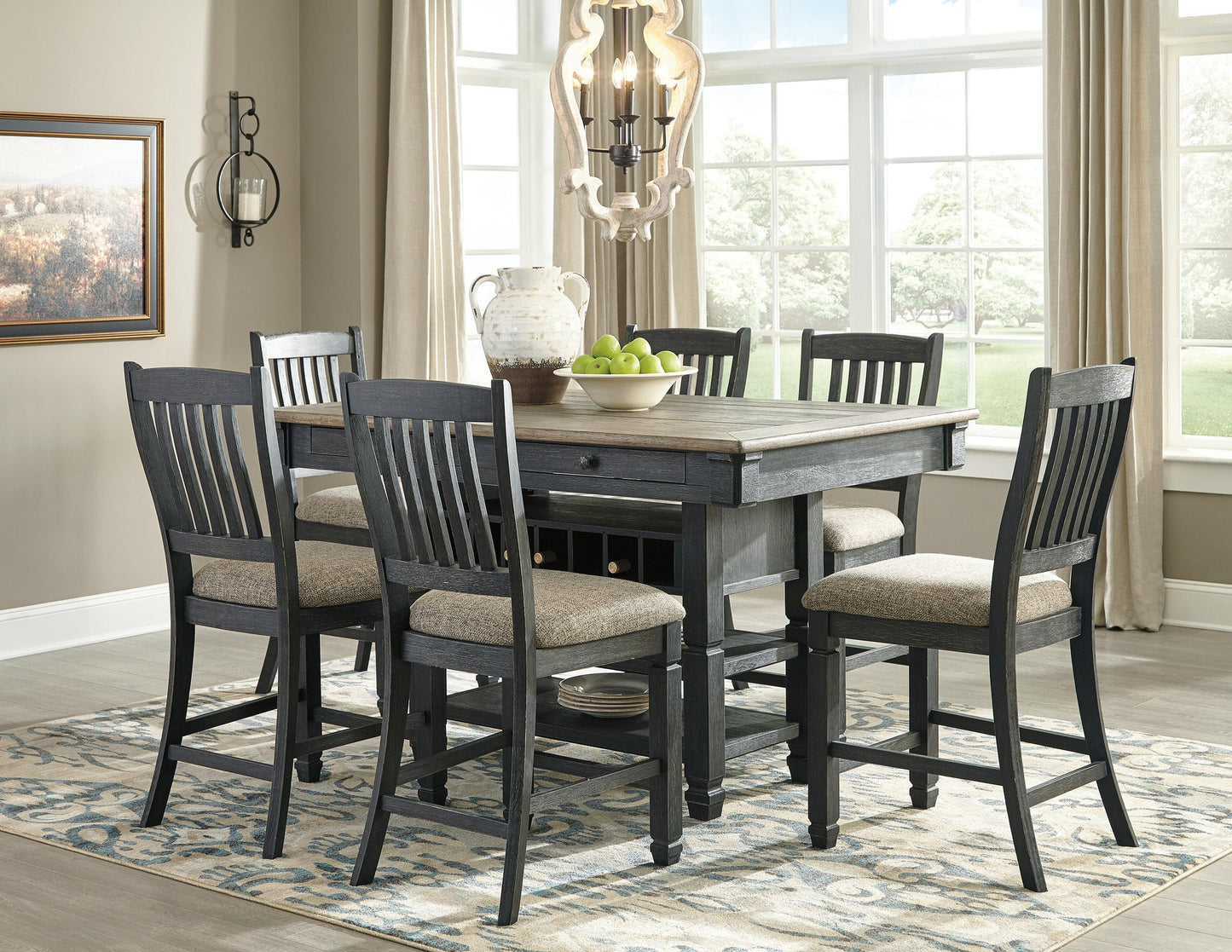 Mesa de comedor de altura de mostrador y 6 taburetes Tyler Creek