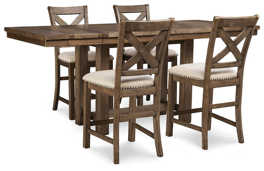 Mesa de comedor de altura de mostrador Moriville y 4 taburetes