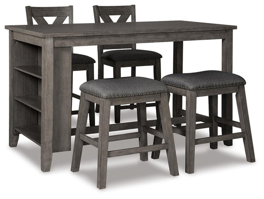 Mesa de comedor alta Caitbrook y 4 taburetes