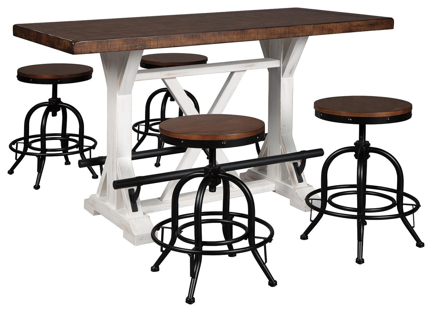 Mesa de comedor de altura de mostrador Valebeck y 4 taburetes