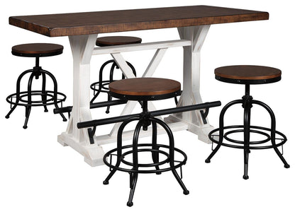 Mesa de comedor de altura de mostrador Valebeck y 4 taburetes