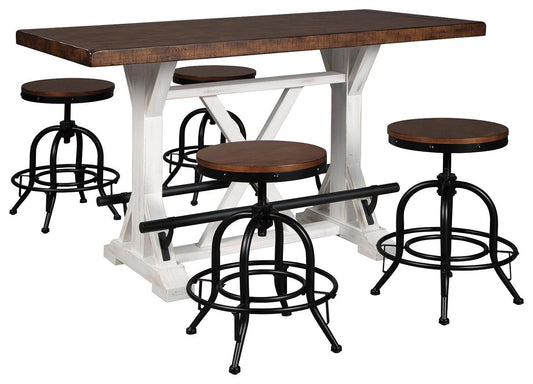 Mesa de comedor de altura de mostrador Valebeck y 4 taburetes