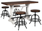 Mesa de comedor de altura de mostrador Valebeck y 4 taburetes