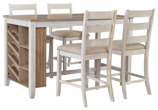Mesa de comedor Skempton de altura de mostrador y 4 taburetes