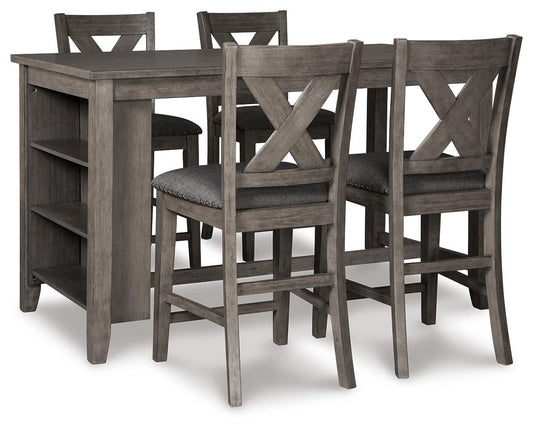Mesa de comedor alta Caitbrook y 4 taburetes