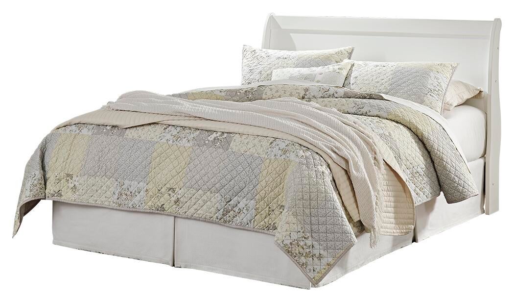 Cabecero de cama estilo trineo Anarasia con tocador con espejo