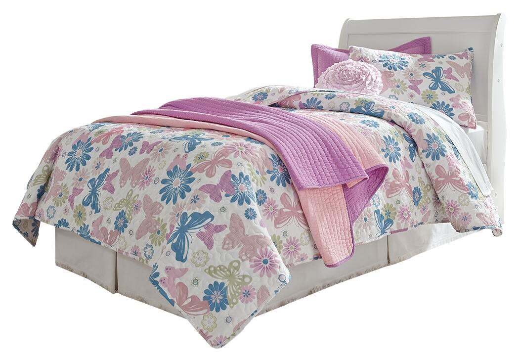 Cabecero de cama estilo trineo Anarasia con tocador con espejo