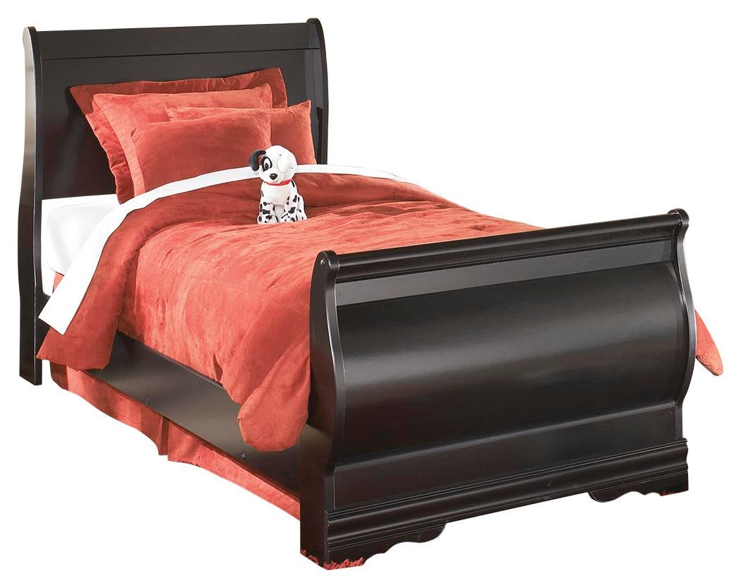 Cama estilo trineo Huey Vineyard con tocador con espejo