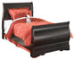 Cama estilo trineo Huey Vineyard con tocador con espejo