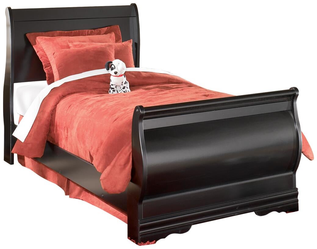 Cama estilo trineo Huey Vineyard con tocador con espejo