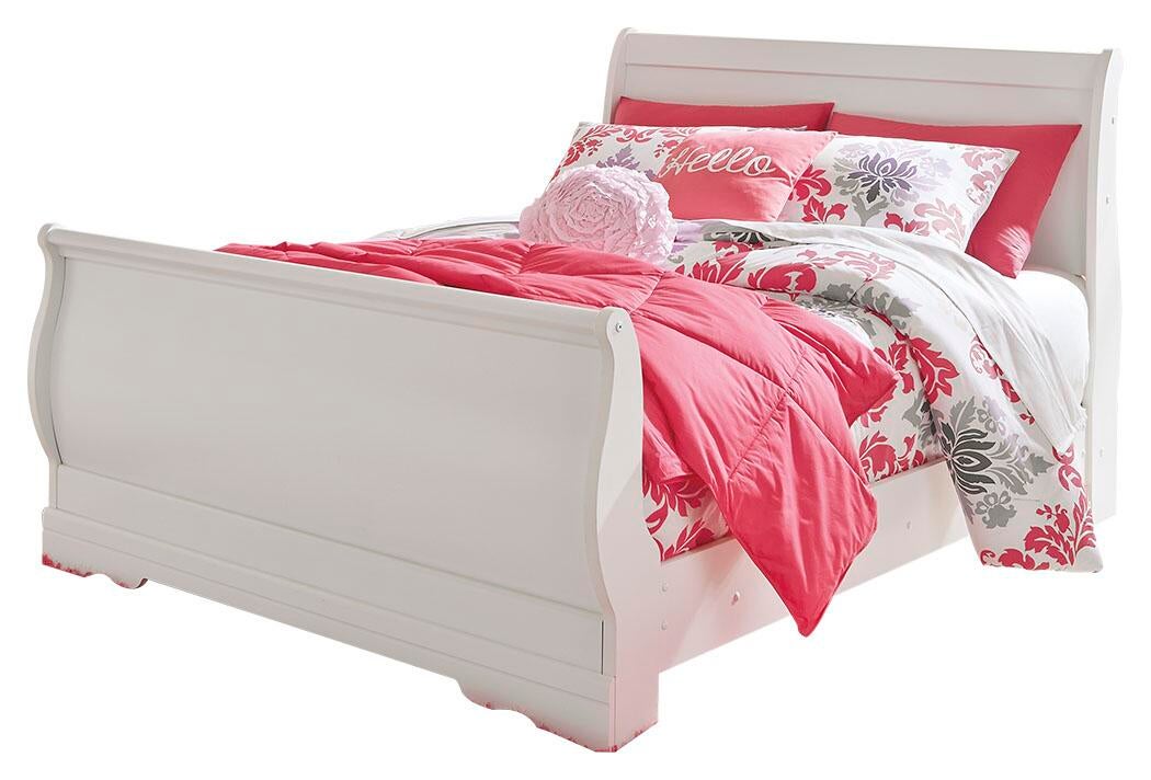 Cama tipo trineo Anarasia con tocador con espejo