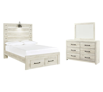 Cama Cambeck con dos cajones y cómoda con espejo