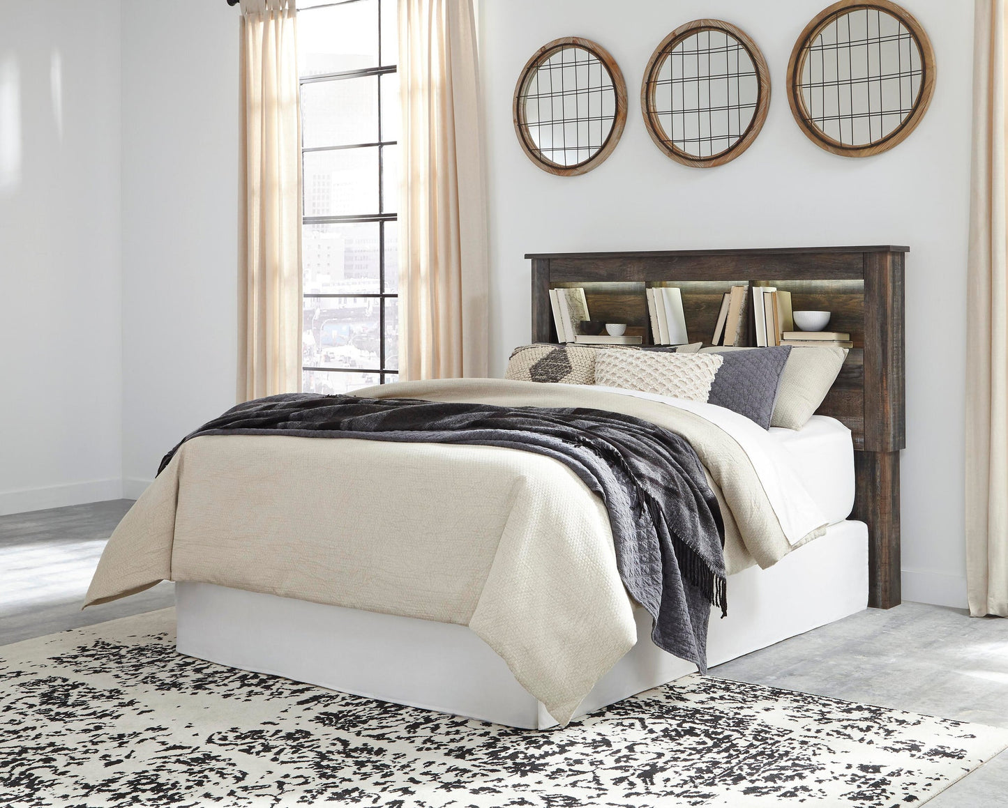 Drystan  Bookcase Headboard, Dresser, Mirror, Chest And Nightstand