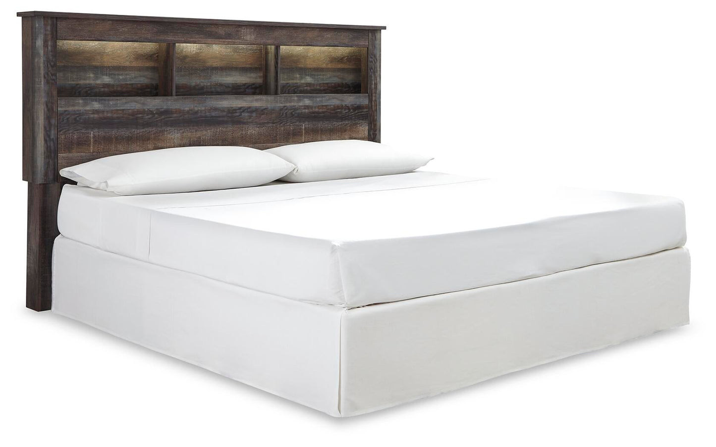 Cabecera con estantería Drystan/California King, cómoda con espejo, cómoda y mesita de noche
