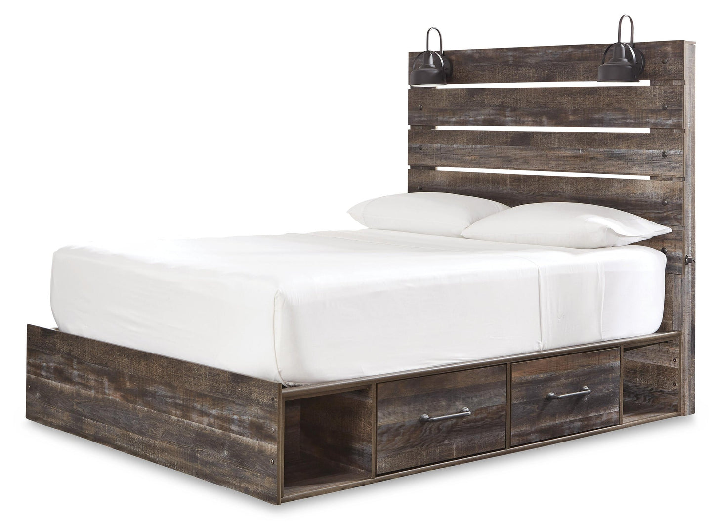 Cama Drystan con 4 cajones y cómoda con espejo