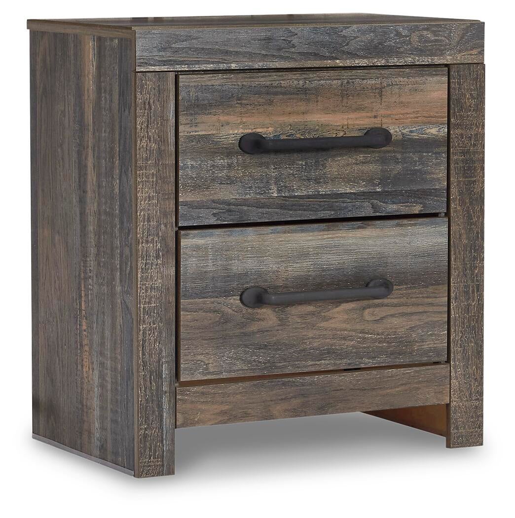 Cama Drystan con paneles, cómoda con espejo y mesita de noche