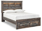 Cama-librería Drystan con dos cajones y cómoda con espejo