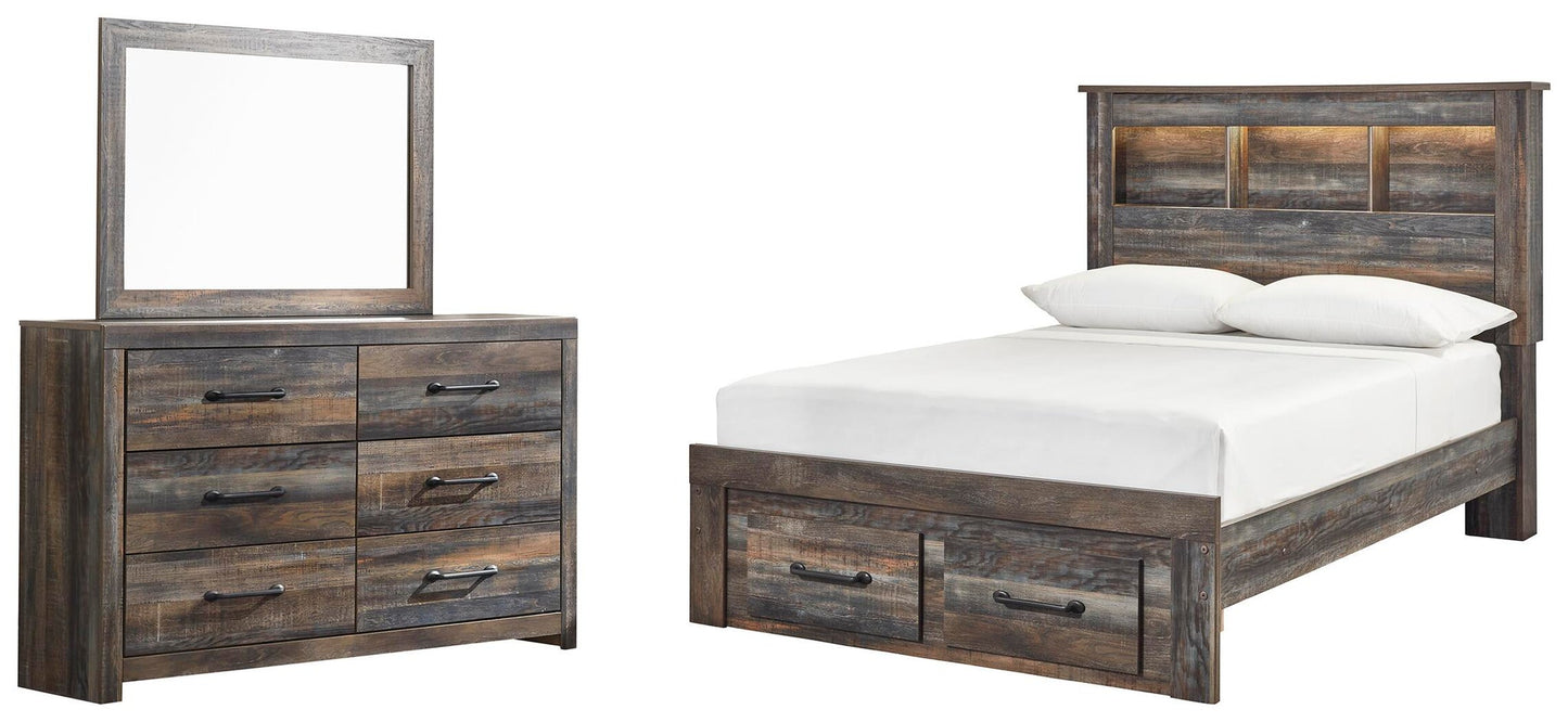 Cama-librería Drystan con dos cajones y cómoda con espejo