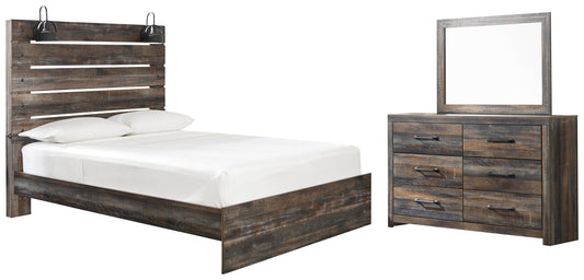 Cama con paneles Drystan y tocador con espejo