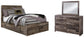 Derekson  Panel Bed With 6 Storage Drawers With Mirrored Dresser