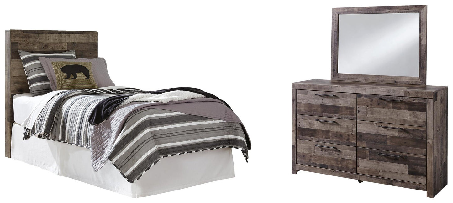 Derekson  Panel Headboard Bed With Mirrored Dresser