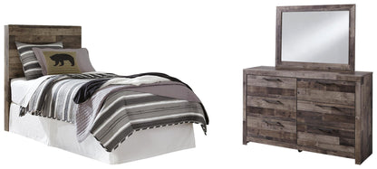 Derekson  Panel Headboard Bed With Mirrored Dresser