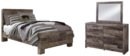 Derekson  Panel Bed With Mirrored Dresser