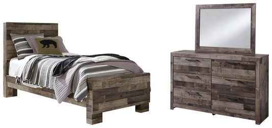 Cama con paneles Derekson y tocador con espejo