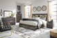 Cama con librería Drystan con espejo, cómoda y mesita de noche