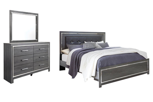 Cama con paneles Lodanna y tocador con espejo