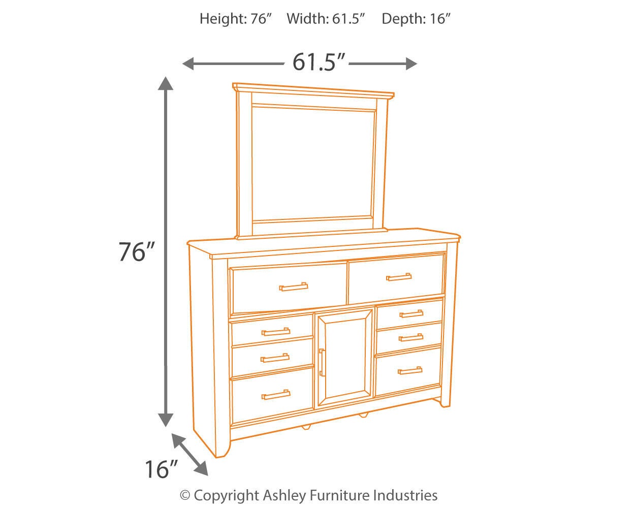 Juararo  Panel Bed With Mirrored Dresser