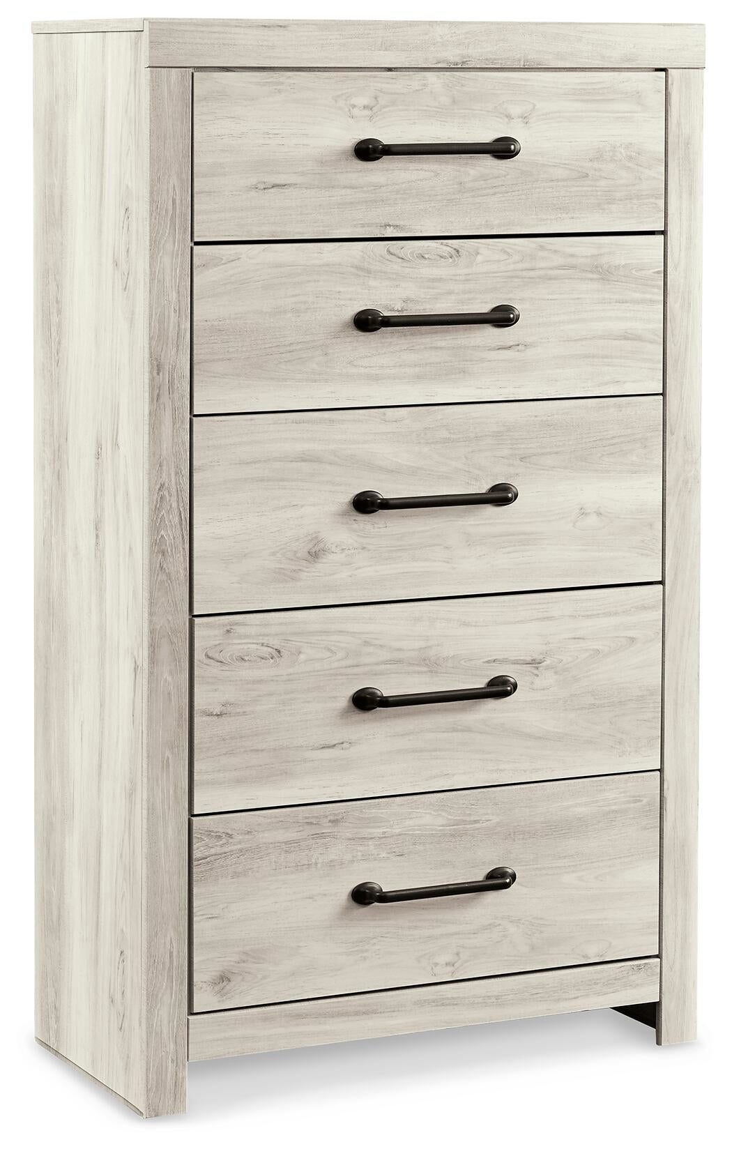 Cama Cambeck con paneles, cómoda con espejo y mesita de noche