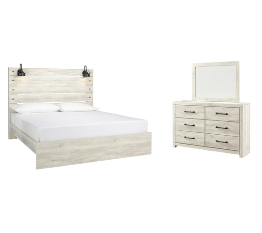 Cama con paneles Cambeck y tocador con espejo