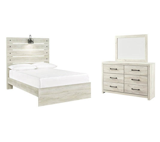 Cama con paneles Cambeck y tocador con espejo