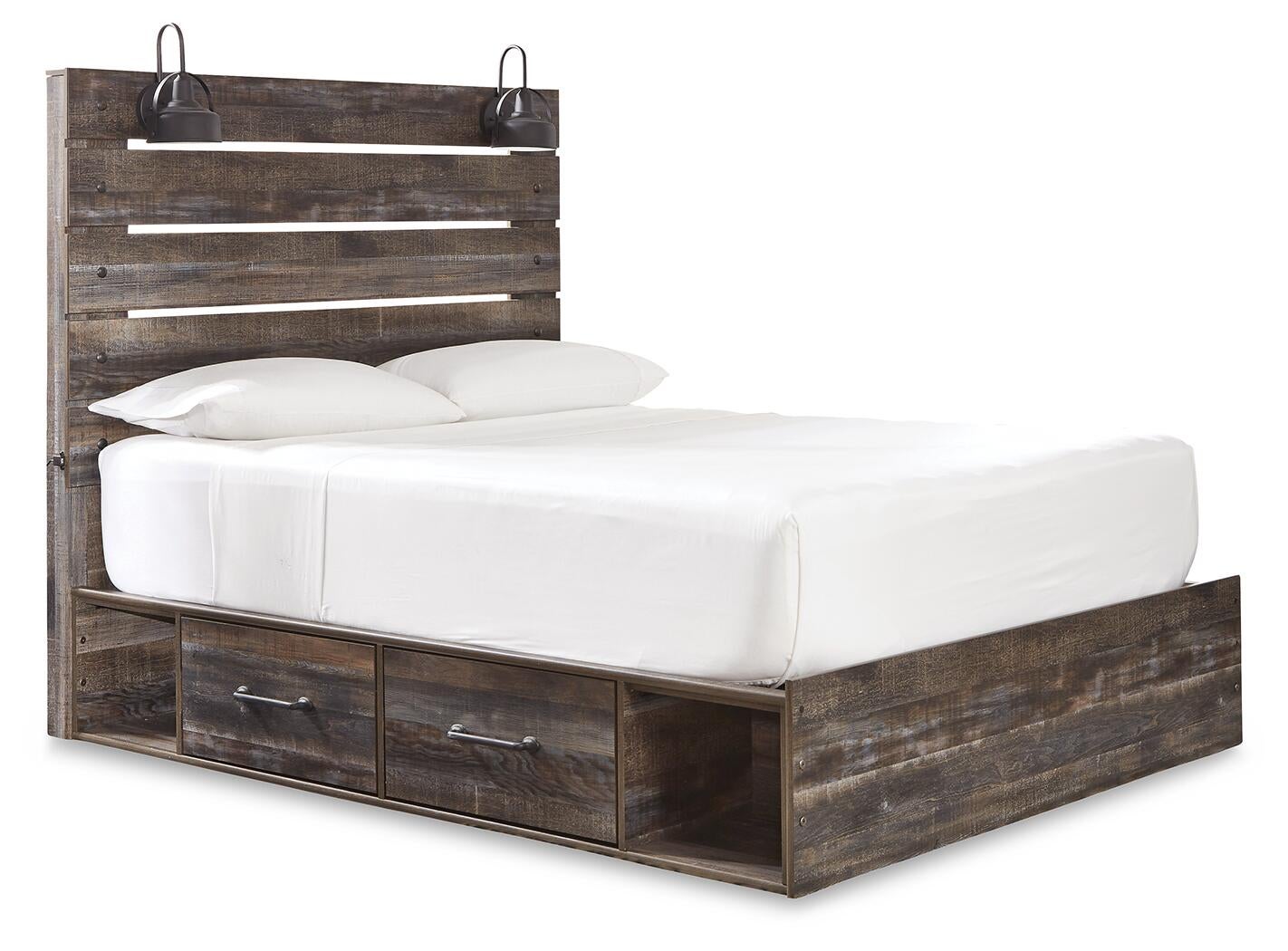 Drystan  Panel Bed With 2 Storage Drawers, Dresser, Mirror, Chest And Nightstand