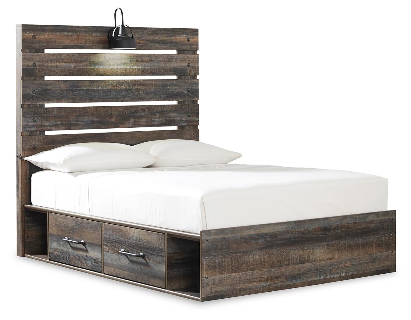 Cama Drystan con 4 cajones y cómoda con espejo