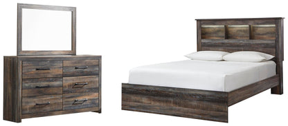 Cama con estantería y tocador con espejo Drystan
