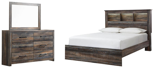 Cama con estantería y tocador con espejo Drystan