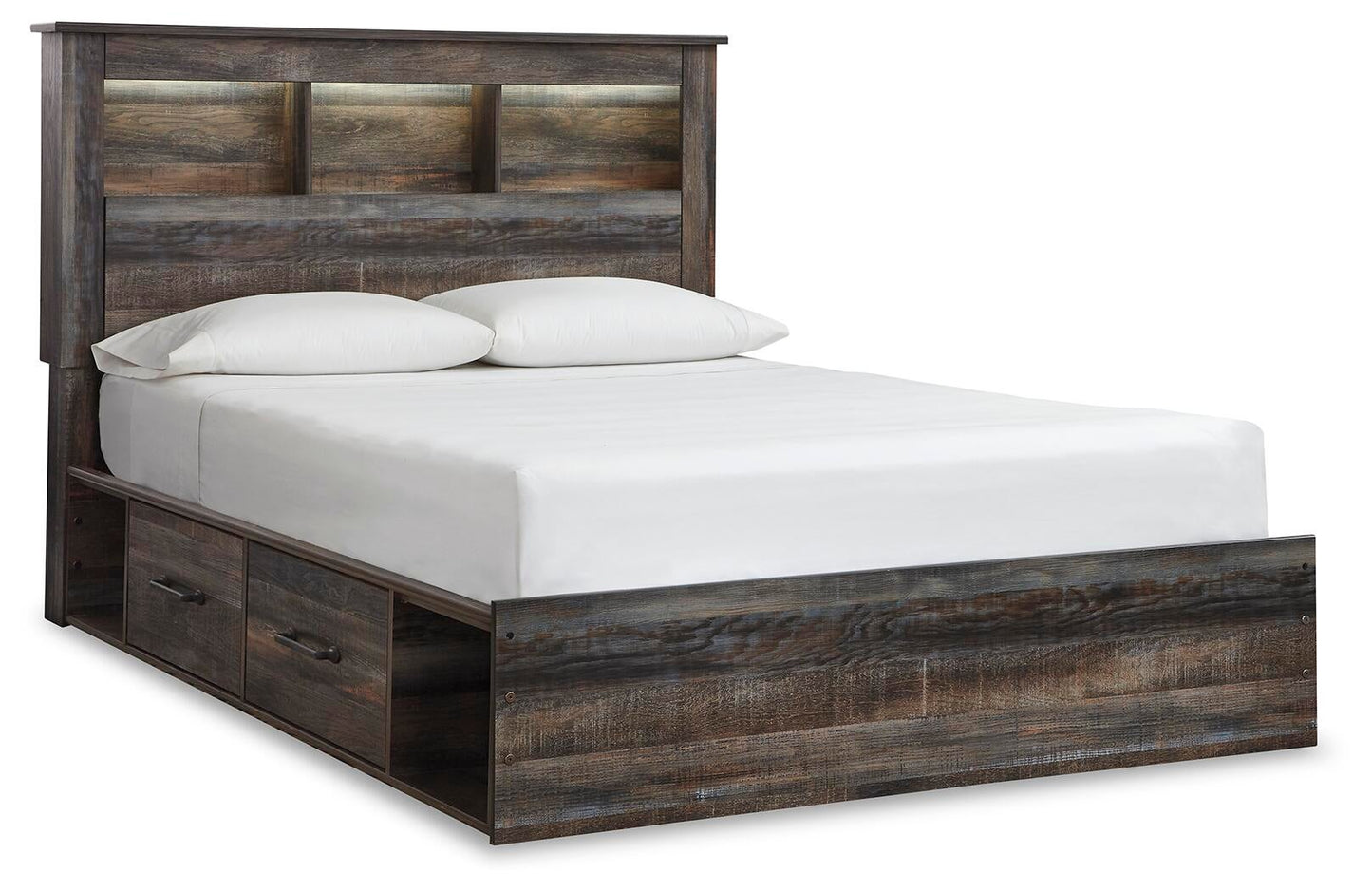 Cama-librería Drystan con dos cajones y cómoda con espejo