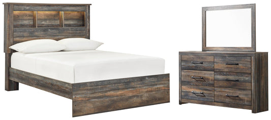Cama con estantería y tocador con espejo Drystan