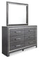 Cama Lodanna con dos cajones y cómoda con espejo