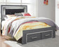 Cama Lodanna con dos cajones y cómoda con espejo
