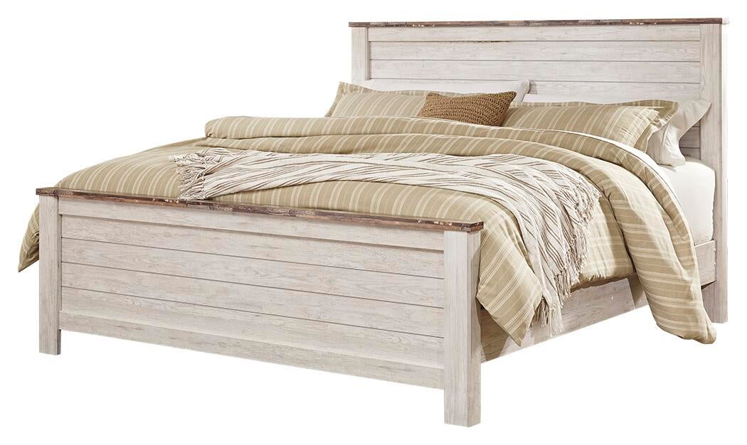 Willowton California  Panel Bed With Mirrored Dresser