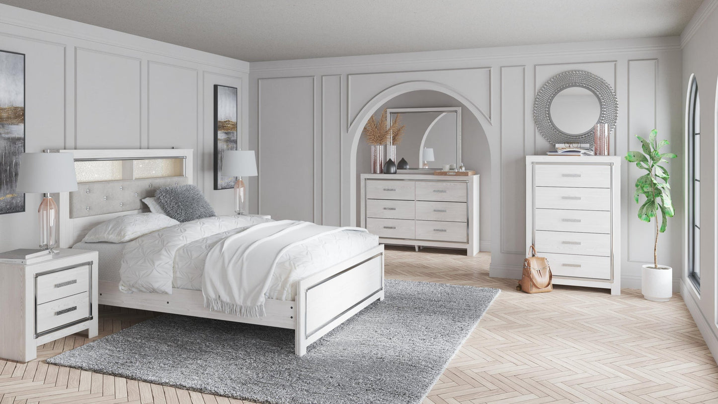 Altyra  Panel Bookcase Bed With Mirrored Dresser